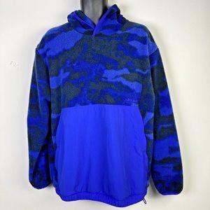 Adidas Adventure Mens XL Hoodie Sweatshirt Fleece Blue Black Camo Pullover